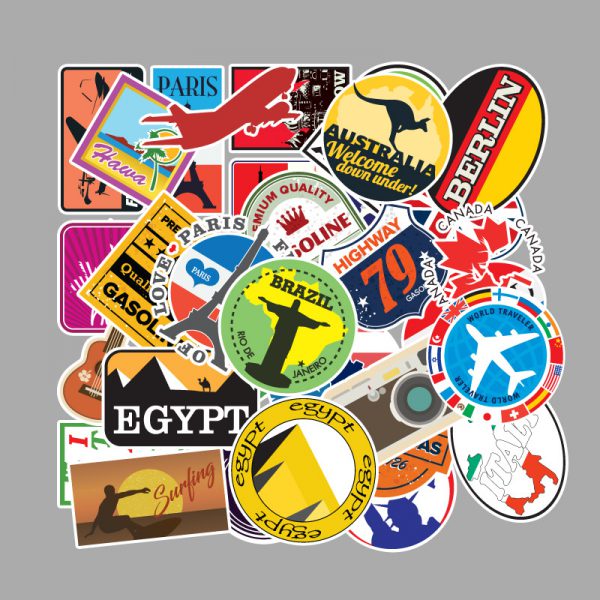 100 travel maps graffiti stickers luggage mobile phone car skateboard stickers wholesale customized