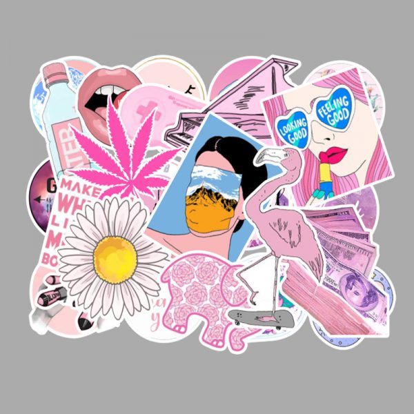 50 pink girl graffiti stickers computer refrigerator notebook hand tent stickers waterproof wholesale customized