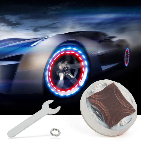 Automobile tire motorcycle light solar LED valve light wheel hub decorative light flash light colorful wind fire wheel