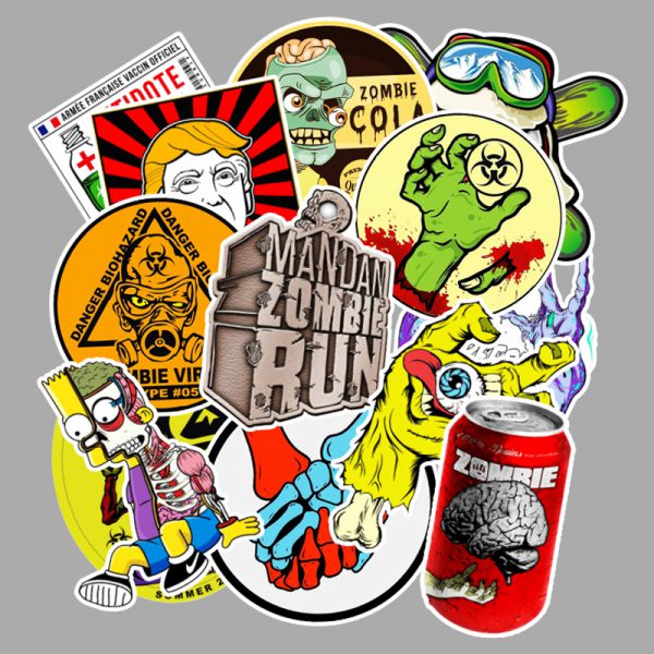 50 zombie graffiti stickers auto motorcycle computer refrigerator dead fly stickers wholesale customized