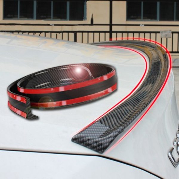 Automotive general 3D carbon fiber striped rubber tail non perforated tail top wing general carbon fiber spoiler anti-collision strip