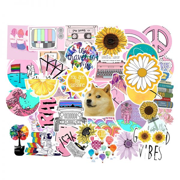 Pink small fresh 103 graffiti stickers computer notebook water cup hand account stickers waterproof wholesale order