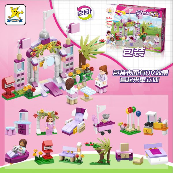 Cross border hot selling compatible Lego building blocks 12 in 1 girls’ series with children’s puzzle assembly 5-14 years old