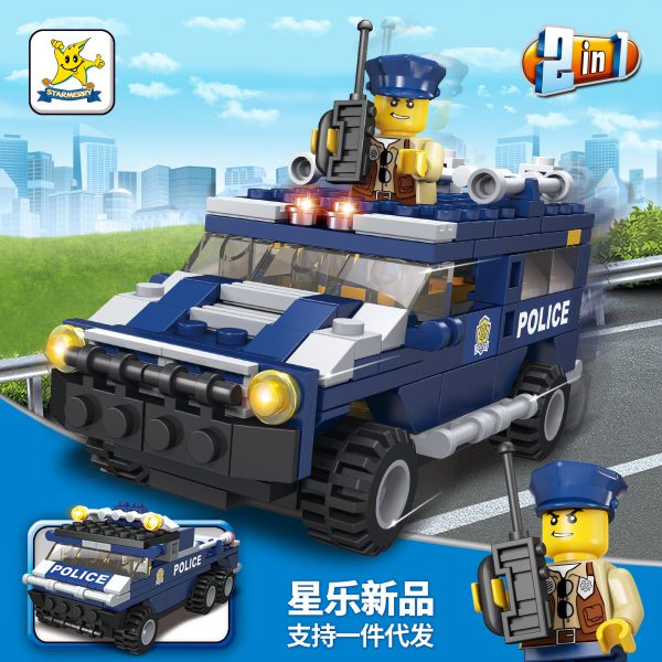 Compatible with LEGO City police series building block cars, small particles, children’s early childhood education, puzzle, assembled toy boy, cross-border