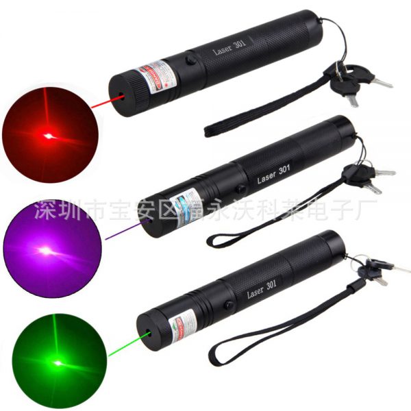 Cross border exclusive USB laser301 red green blue violet single point laser flashlight battery style