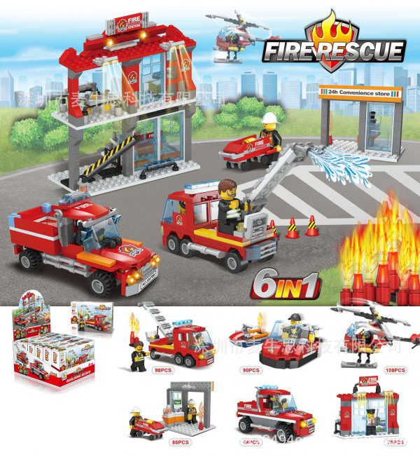 Compatible with LEGO City Fire Fighting building block small particle puzzle assembly children’s toy boys’ kindergarten gift