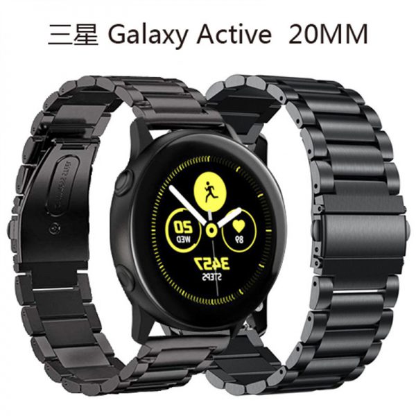 Applicable to Samsung Galaxy active 20mm smart watch stainless steel three bead strap