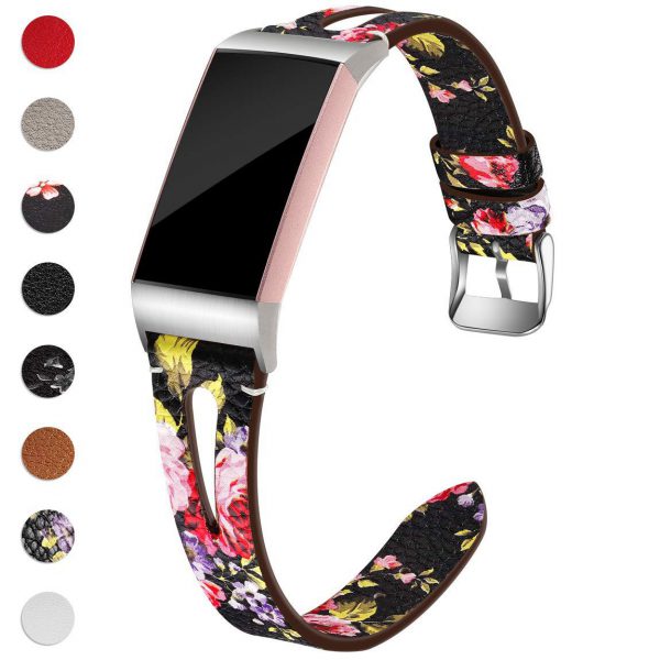 Fitbit charge3 leather strap leather charge4 leather print slimming strap