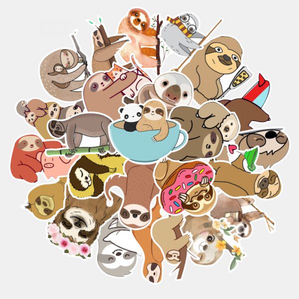 50 sloth graffiti stickers luggage compartment car skateboard stickers decoration waterproof stickers wholesale customized