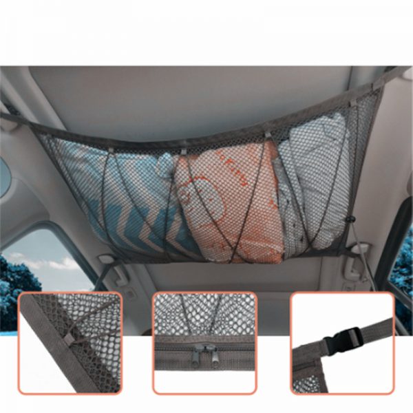 GM roof storage mesh bag hanging multi-functional mesh storage bag double-layer storage bag for automobile trunk