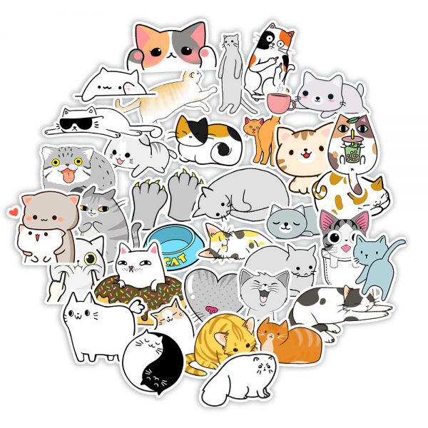 50 cute kitten cartoon stickers computer notebook mobile phone water cup stickers waterproof wholesale customized