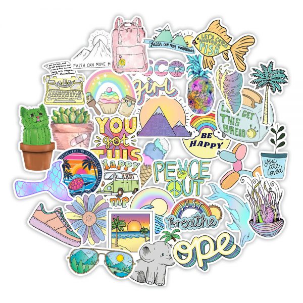 50 happy vsco graffiti stickers luggage compartment refrigerator mobile phone water cup stickers waterproof wholesale customized