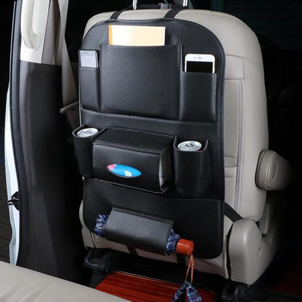 Cross border automobile leather storage bag vehicle seat back storage hanging bag rear garbage seat back storage bag