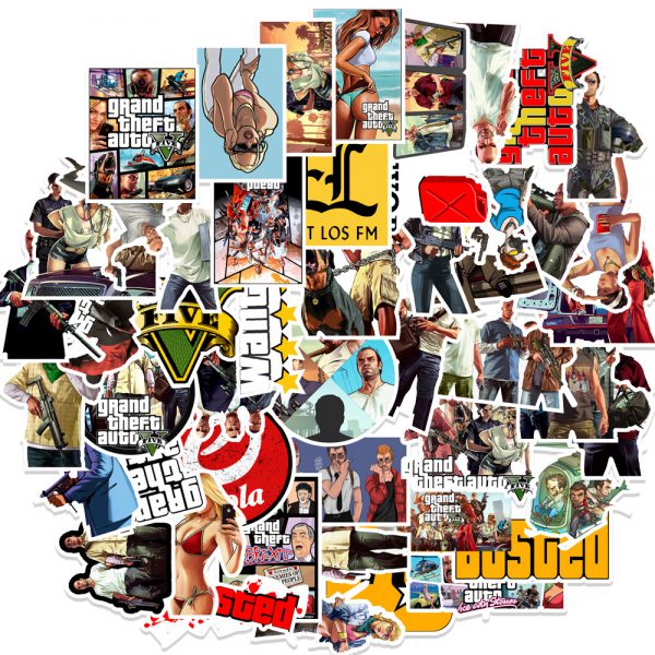 50 gta5 graffiti stickers Trolley Case refrigerator water cup mobile phone computer decoration stickers waterproof wholesale customization