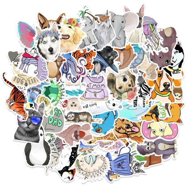 50 cute cartoon small animal stickers luggage compartment refrigerator mobile phone water cup stickers waterproof wholesale customized