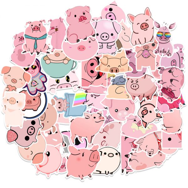 50 pieces of love cartoon piglet stickers luggage compartment computer notebook mobile phone locomotive helmet stickers waterproof