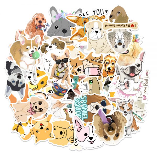 50 cute cartoon dog stickers mobile phone tablet computer notebook refrigerator decoration stickers waterproof wholesale