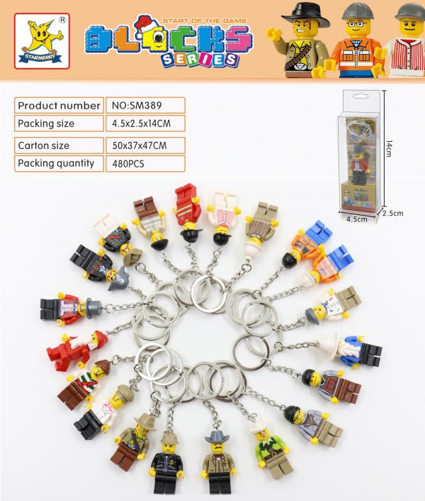 Cross border hot selling manufacturers direct selling compatible Lego building block Figurine key chain children’s creative pendant PVC gifts