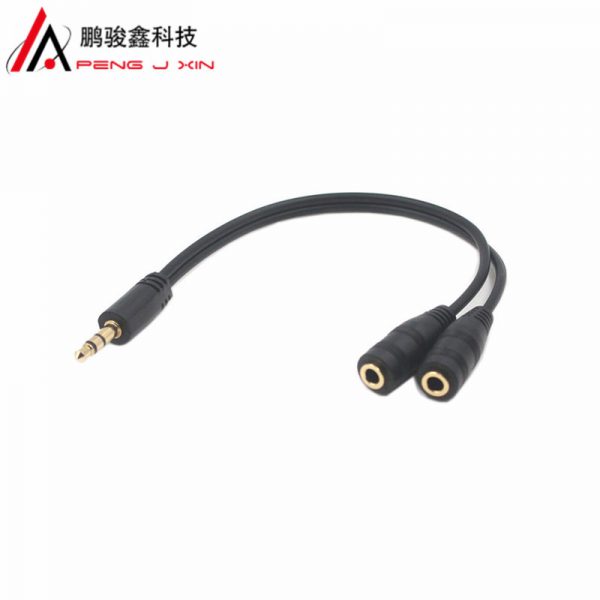 3.5mm revolution double 3.5 female couple cable one split two 3.5 audio cable injection molding speaker connecting cable