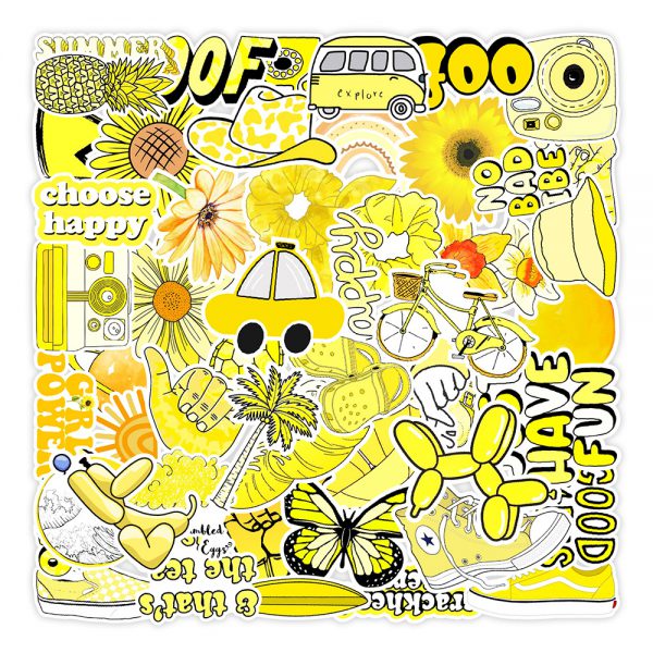 50 cute cartoon new style yellow notebook skateboard suitcase graffiti decoration sticker wholesale