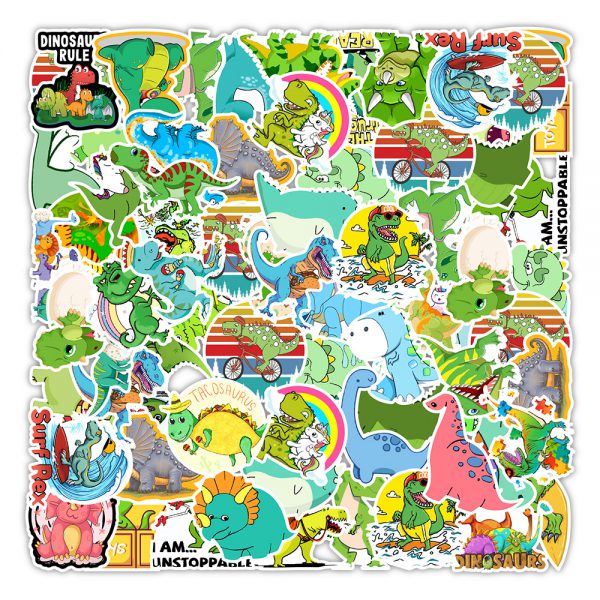 50 new dinosaur graffiti stickers children’s toy kettle computer decoration stickers wholesale customized