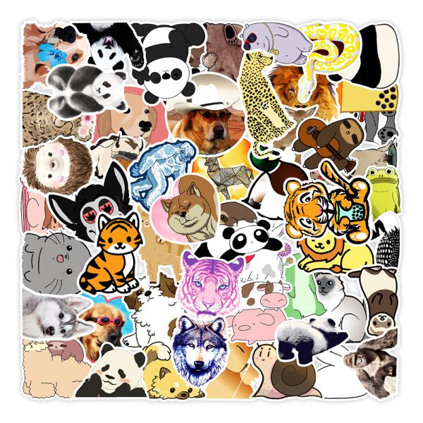 50 cute cartoon animals new style animals collection notebook skateboard water cup graffiti decoration sticker wholesale