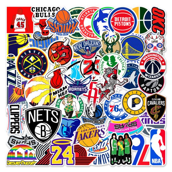 50 pieces of sports NBA notebook skateboard suitcase water cup car graffiti decoration sticker wholesale