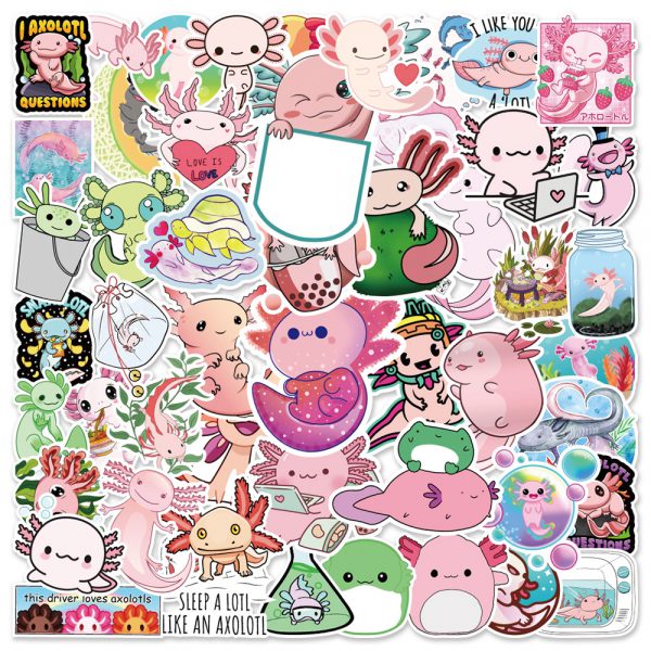 50 cute fresh cute axolotl luggage notebook graffiti decorative stickers wholesale