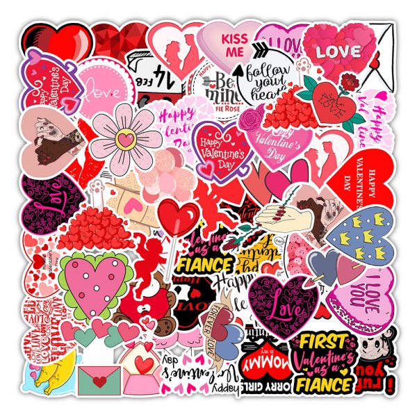 50 pieces of Valentine’s Day series graffiti stickers notebook mobile phone kettle wall decoration stickers wholesale customized