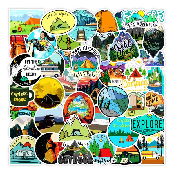 50 pieces of outdoor sports adventure notebook skateboard suitcase water cup graffiti decoration sticker wholesale