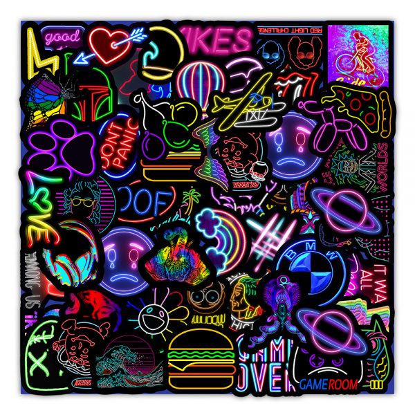 50 new neon stickers wholesale of creative stickers for car mobile phone kettle