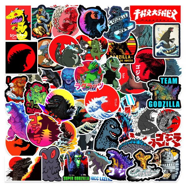 50 films Godzilla suitcase skateboard notebook water cup graffiti decoration sticker wholesale