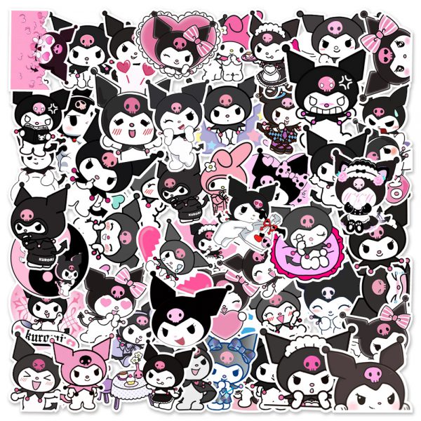 50 cute cartoon Kuromi notebook skateboard suitcase water cup graffiti decoration sticker wholesale