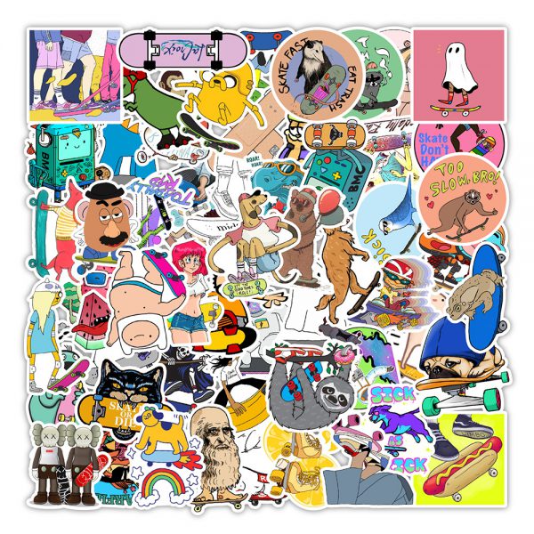 100 cartoon skateboards graffiti stickers automobile luggage compartment skateboards refrigerator decoration stickers wholesale customized