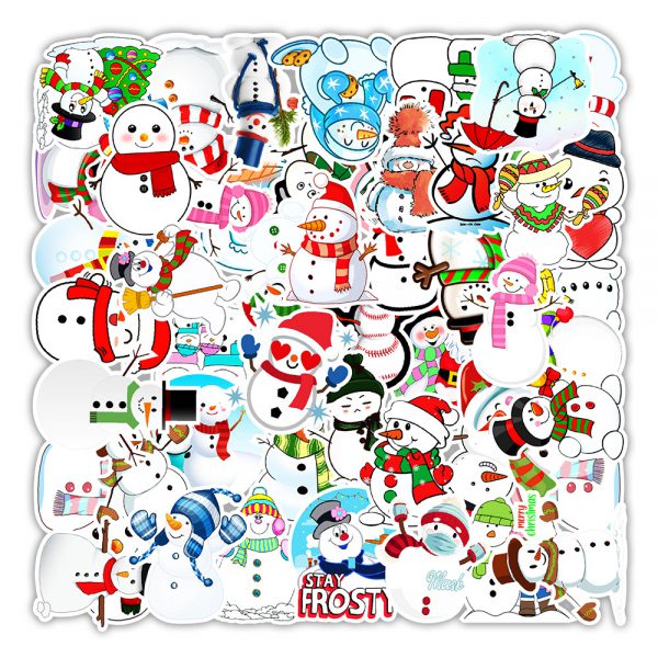 50 pieces of Christmas Snowman graffiti stickers wholesale of car trunk doors, windows and wall decoration stickers