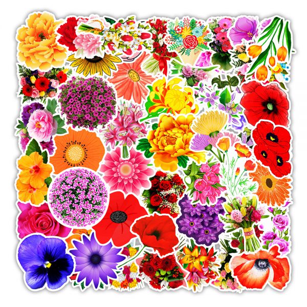 50 new style botanical flowers graffiti stickers luggage compartment car kettle decoration stickers wholesale customized