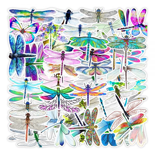 50 cute cartoon Dragonfly notebook suitcase skateboard water cup graffiti decoration sticker wholesale