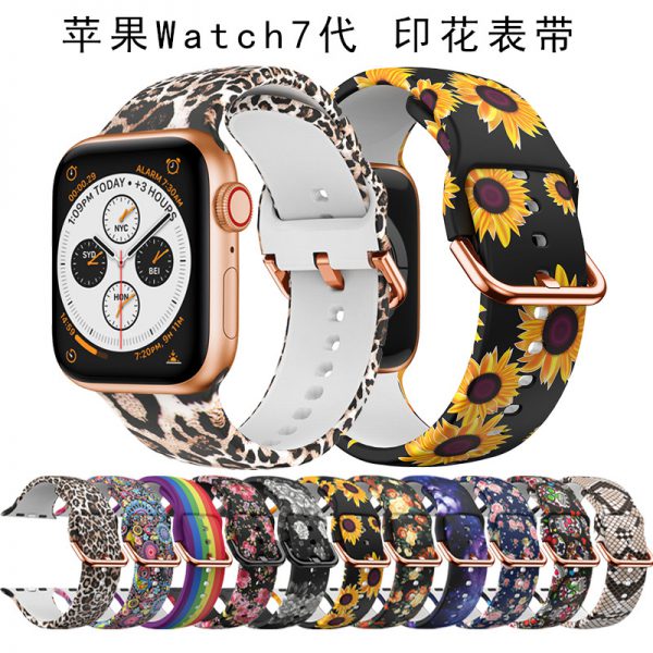 Suitable for Apple printing silicone strap apple watch67 generation universal imitation Samsung button printing 38/42mm