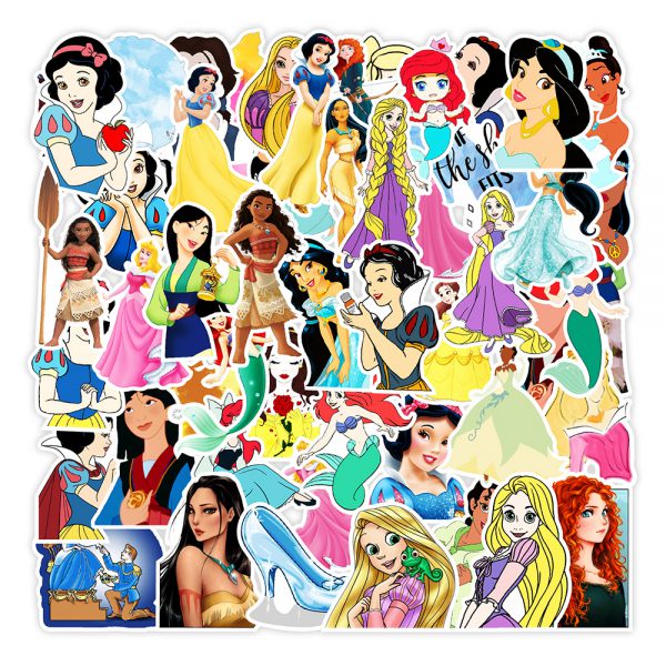 50 animation cartoons 12 Princess notebook skateboard suitcase water cup graffiti decoration sticker wholesale