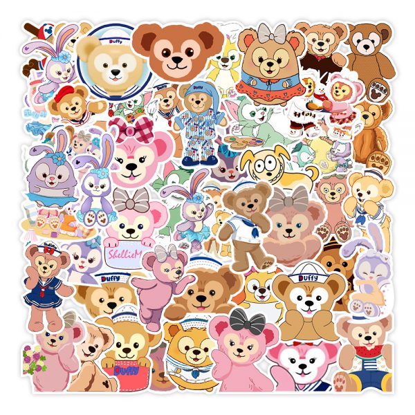 50 cartoon cute Duffy bear notebook water cup suitcase graffiti decoration sticker wholesale