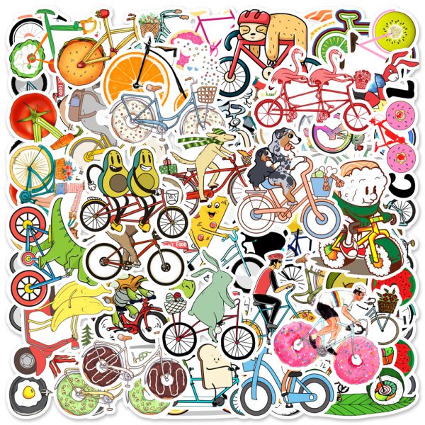 50 lovely fresh bicycle notebook skateboard water cup suitcase graffiti decoration sticker wholesale