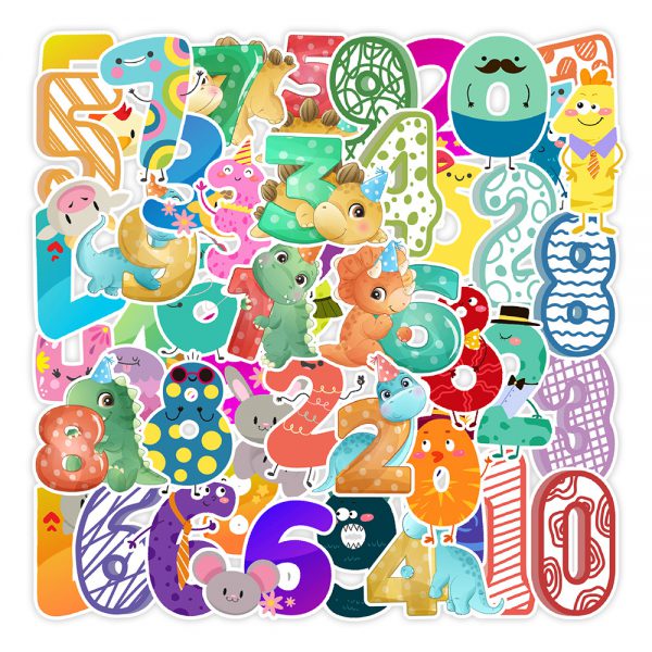 48 cartoon digital stickers notebook skateboard car water cup trunk graffiti decoration stickers wholesale