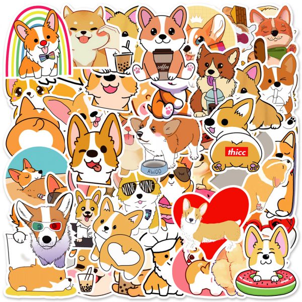 50 cartoon animals kerky dog notebook suitcase skateboard water cup graffiti decoration sticker wholesale