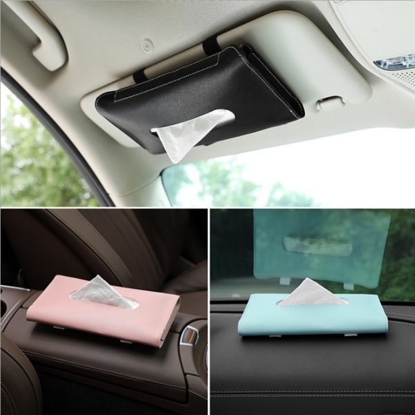 Car sun visor paper towel leather cover car interior sun visor paper extraction cover car armrest box cartoon paper towel box