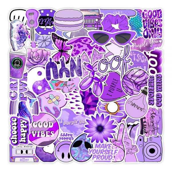 50 cute cartoon new style purple water cup notebook skateboard car trunk graffiti decoration sticker wholesale