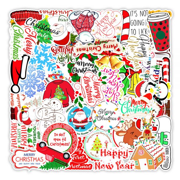 50 new style Christmas graffiti stickers tablet computer mobile phone door and window wall decoration stickers wholesale