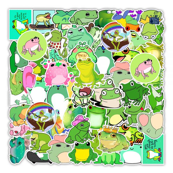 50 frog graffiti stickers balance car skateboard refrigerator mobile phone decoration stickers wholesale customized