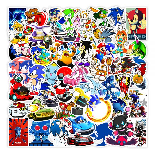 50 pieces of animation sonic notebook luggage skateboard water cup graffiti decoration sticker wholesale