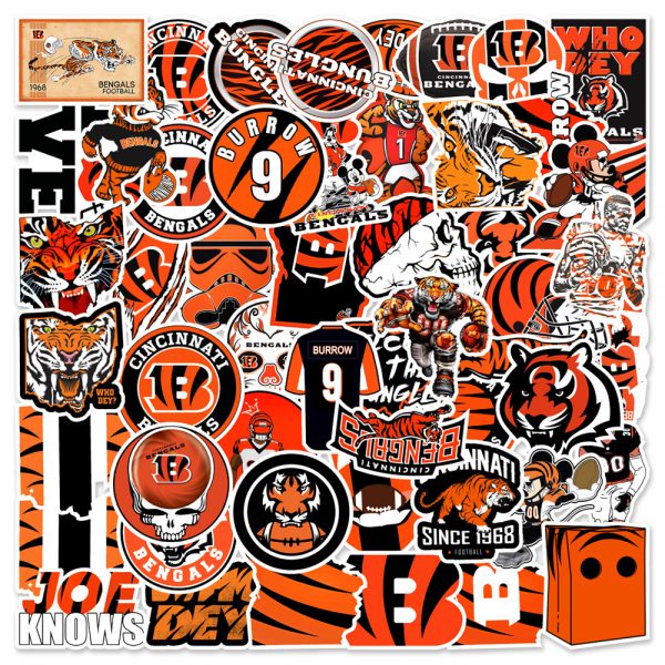 50 pieces of football cinnati tiger notebook luggage skateboard graffiti decorative stickers wholesale