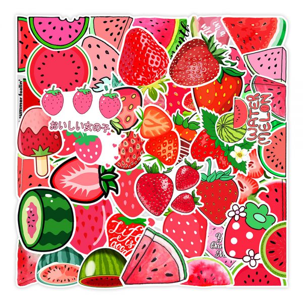 50 cute cartoon watermelon strawberry notebook water cup suitcase graffiti decoration sticker wholesale